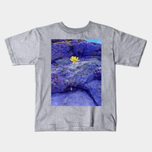 Yellow Flower in the Blue Rocks Kids T-Shirt